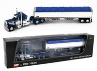 
              2022 DCP 1:64 *BLUE WHITE* Peterbilt 359 36" Flattop w/Wilson GRAIN TRAILER NIB
            