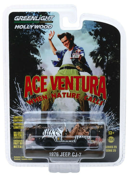 1:64 GreenLight *HOLLYWOOD R25* ACE VENTURA 1976 Jeep CJ-7 Striped Safari NIP!