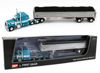 
              DCP 1:64 *BLUE AQUA* Peterbilt 379 63" Flattop WILSON 50' Belt Grain Trailer NIB
            