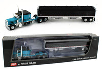 
              2023 DCP 1:64 *AQUA & BLACK* Peterbilt 389 63" Flattop w/WILSON GRAIN TRAILER
            