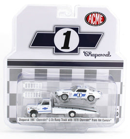 1:64 GreenLight ACME *CHAPARRAL* 1967 Chevy C30 Ramp Truck & Trans Am Camaro NIP