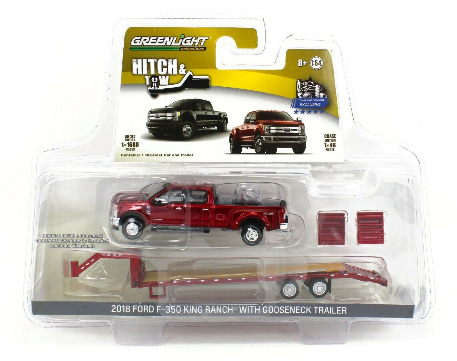 1:64 GreenLight RUBY RED Ford F-350 King Ranch Dually Pickup w