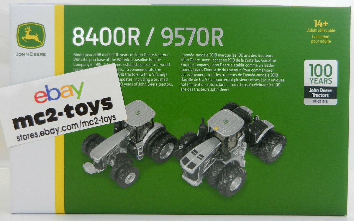 2018 ERTL John Deere 100 YEARS Model 9570R 4WD & 8400R Duals SILVER TR