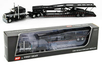 
              2021 DCP 1:64 BLACK WHITE Peterbilt 389 SEMI w/MILLER AUTO TRANSPORT CAR HAULER
            