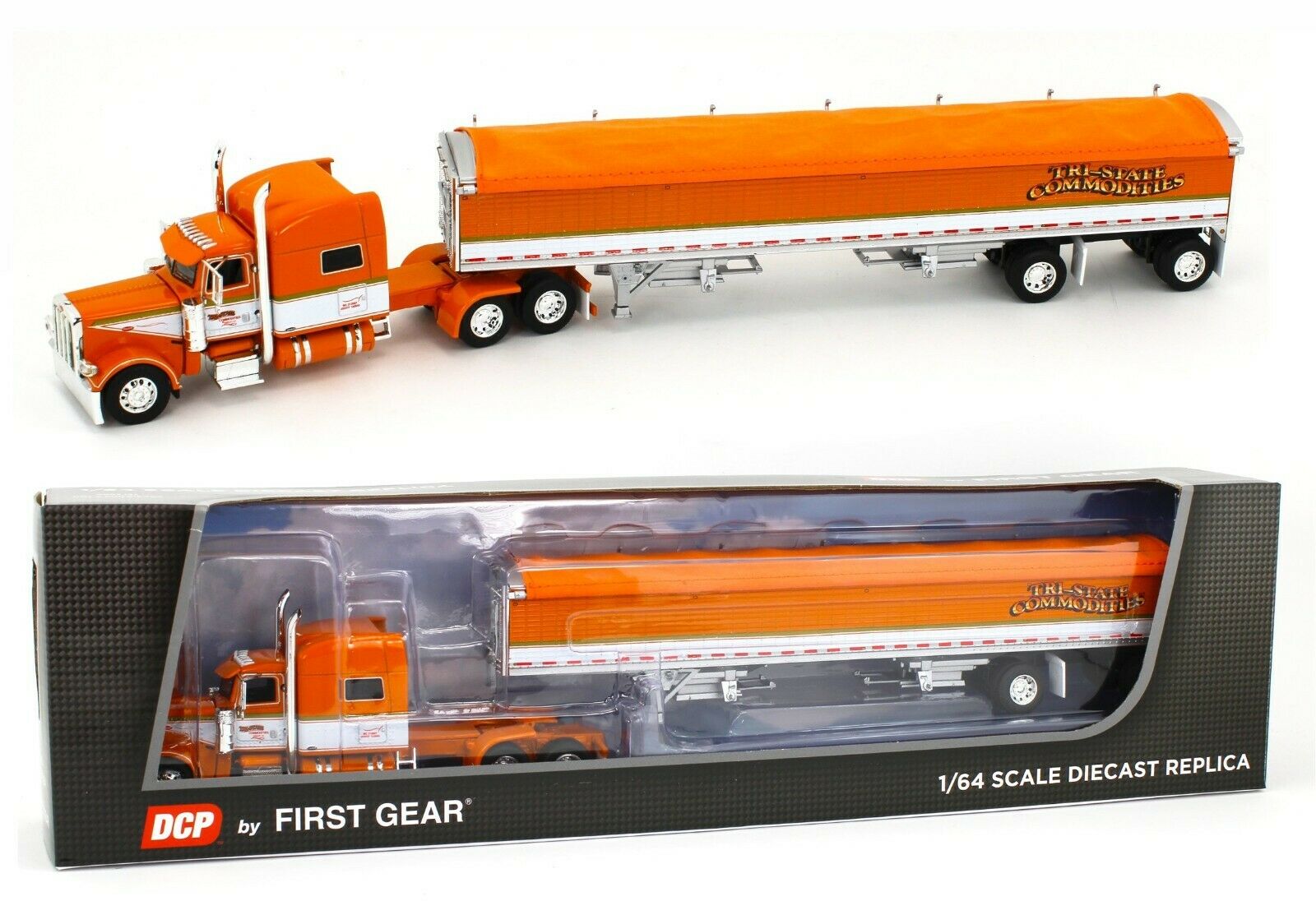 1/64 Bianco Peterbilt 389 Con Rimorchio A Tre Assi Landoll 440B-50CA - Foto 4