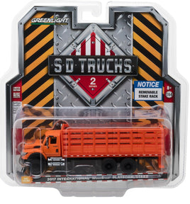 1:64 GreenLight SD TRUCKS 2 DOT ORANGE 2017 International WorkStar Stakebed NIP!