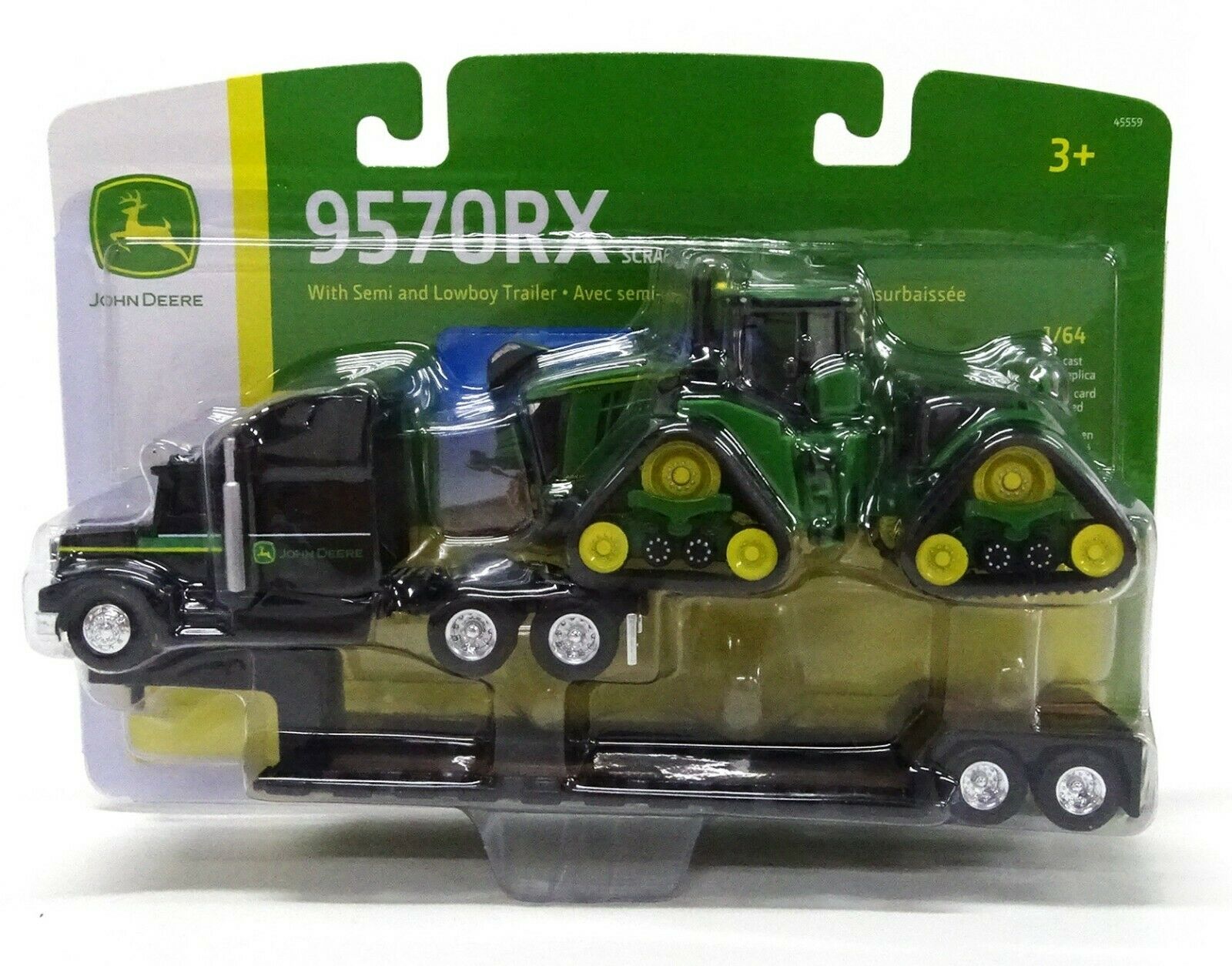 ERTL 1:64 John Deere Black Peterbilt Semi w/LOWBOY & 9570RX