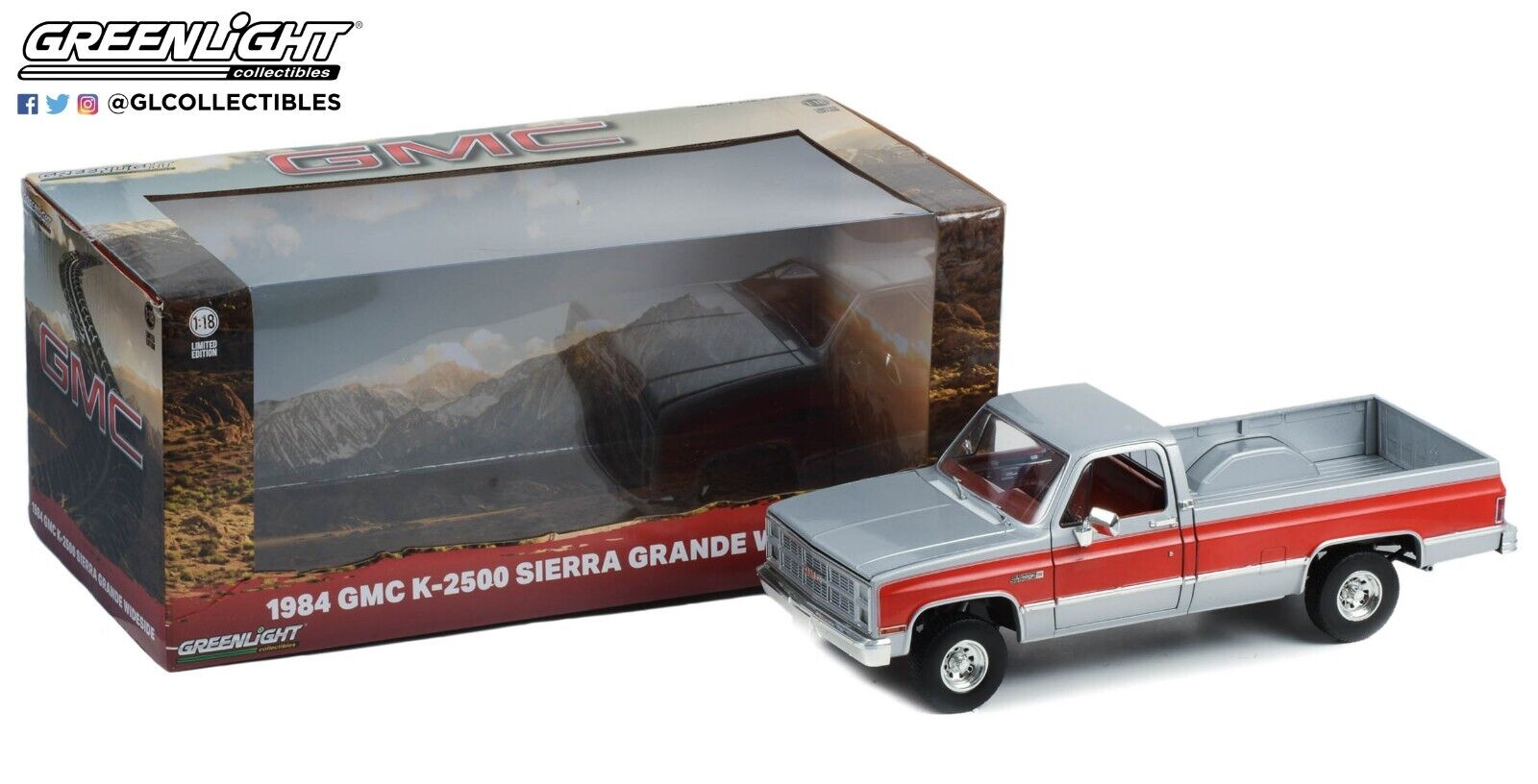 1:18 Greenlight *SILVER & RED* 1984 GMC K-2500 Sierra Grande