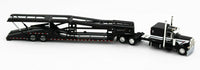 
              2021 DCP 1:64 BLACK WHITE Peterbilt 389 SEMI w/MILLER AUTO TRANSPORT CAR HAULER
            