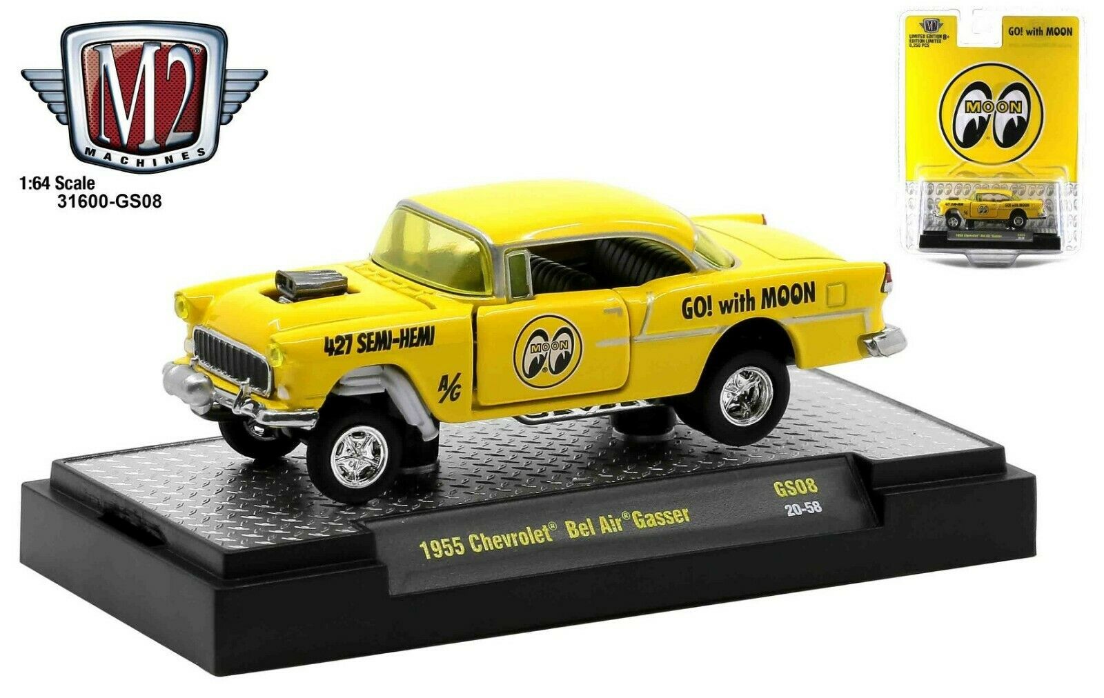 M2 シボレー　ベルエア　ガッサー - ムーンアイズ (チェイスカー) Amazon | M2 MACHINES 1:64SCALE MOONEYES (CHASE CAR) M2
