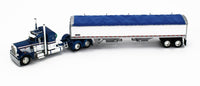 
              2022 DCP 1:64 *BLUE WHITE* Peterbilt 359 36" Flattop w/Wilson GRAIN TRAILER NIB
            