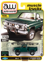 
              2020 AUTO WORLD 1:64 *PREMIUM 5B* GREEN 1980 Chevy Deluxe Stepside 4x4 K10 NIP
            