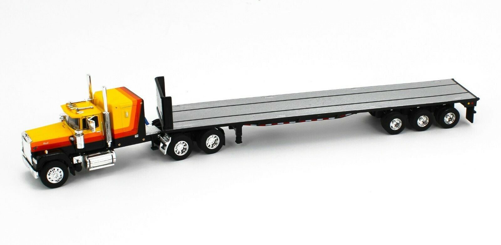 2021 DCP 1:64 Yellow & Black MACK SUPER-LINER Semi w/Tri-Axle