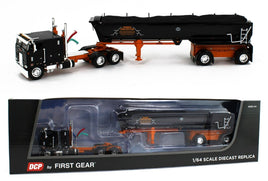 2023 DCP 1:64 *BLACK & ORANGE* Peterbilt 352 110" Sleeper & MAC Dump Trailer NIB