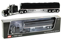 
              2022 DCP 1:64 *BLACK* Peterbilt 389 70" w/WILSON 50' Tri-Axle Grain Trailer NIB
            