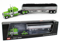 
              2023 DCP 1:64 *LIME GREEN GRAY* Peterbilt 389 63" Flattop w/WILSON GRAIN TRAILER
            