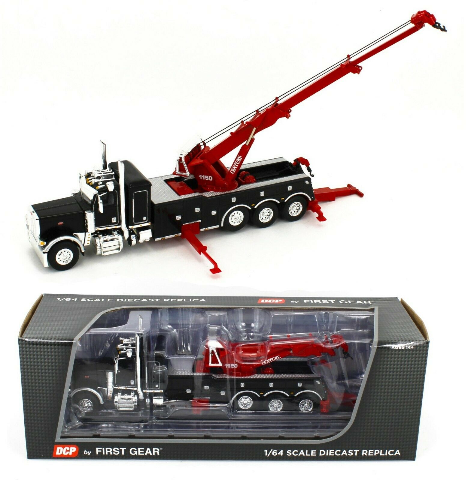 1:64 DCP *BLACK* Peterbilt 389 CENTURY ROTATOR WRECKER w/36