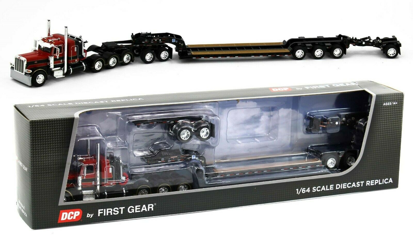2022 DCP 1:64 *BLACK RED* Peterbilt 389 Tri-Axle w/Magnitude HEAVY