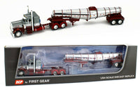 
              DCP 1:64 *SILVER & RED* PETERBILT 359 Chrome POLAR DEEP DROP TANK TRAILER NIB
            