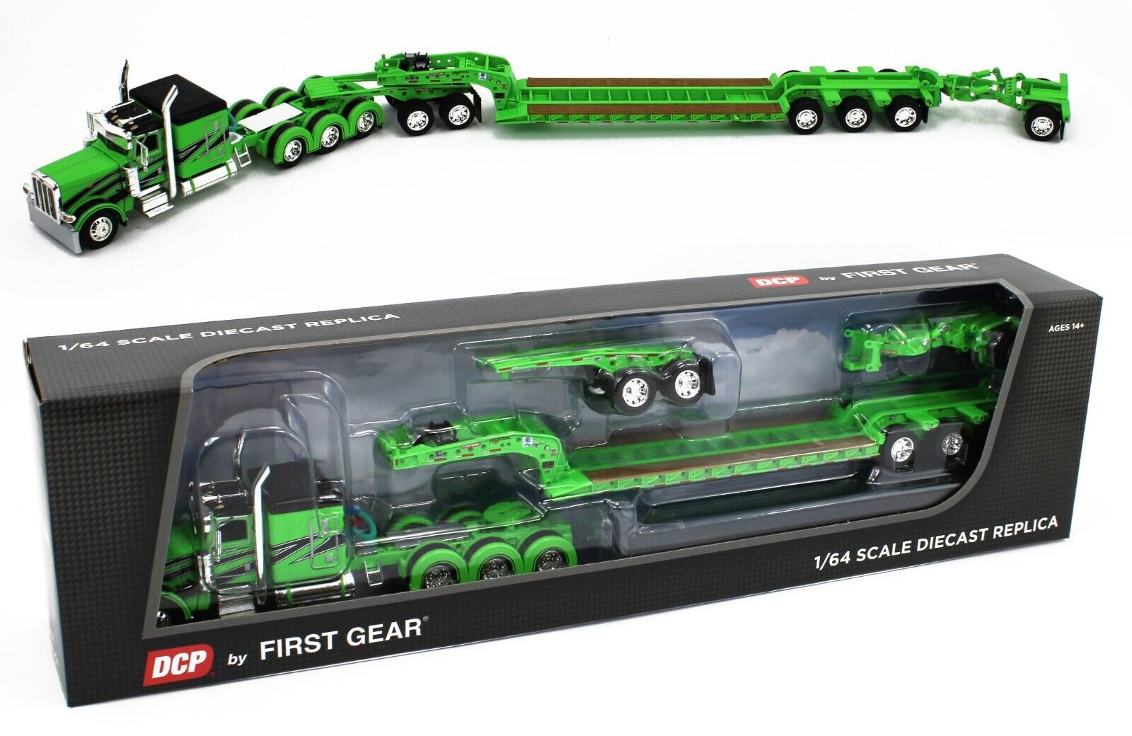 2022 DCP 1:64 *NEON GREEN* Peterbilt 389 Tri-Axle w/Magnitude