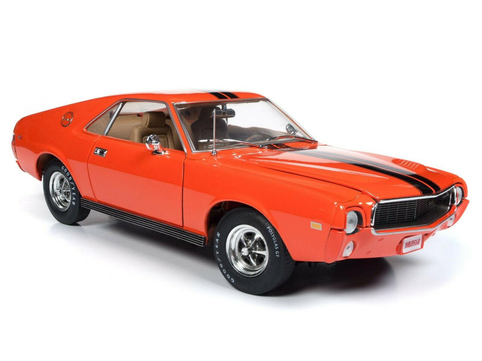 2019 1:18 AUTO WORLD AMERICAN MUSCLE *ORANGE* 1969 AMC AMX NIB 