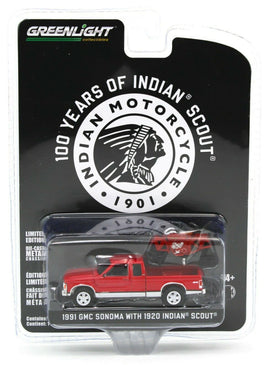 1:64 GreenLight *ANNIVERSARY SERIES 13* 1991 GMC Sonoma w/Indian Motorcycle NIP