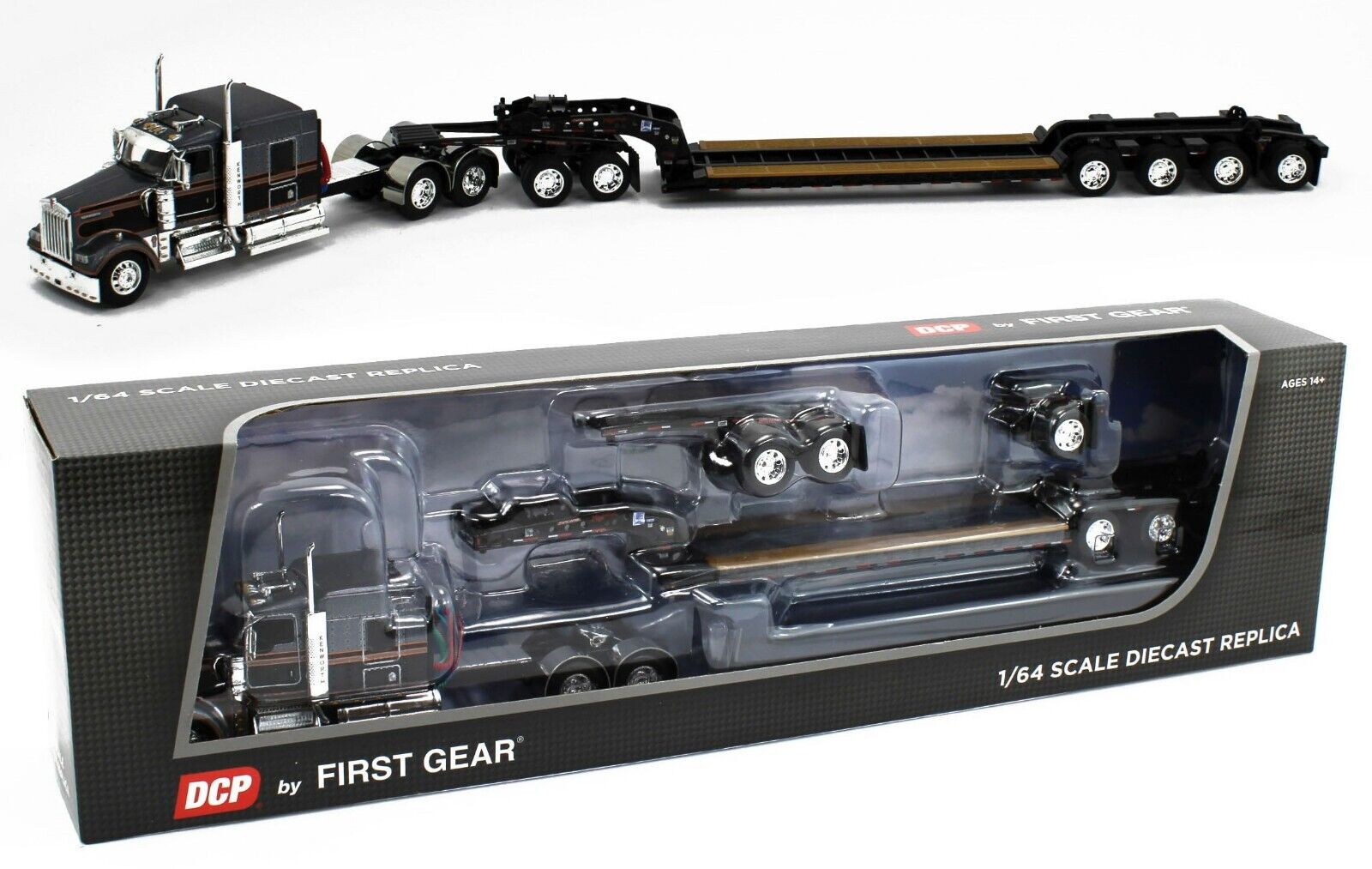 2023 DCP 1:64 *GUNMETAL & BLACK* Kenworth W900L Aero Flattop