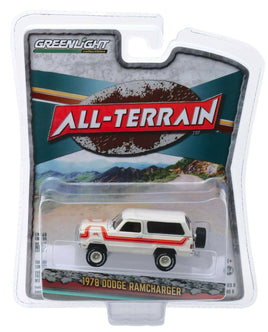 1:64 GreenLight *ALL-TERRAIN R8* White 1978 Dodge Ram Charger NIP