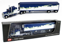 
              DCP 1:64 *BLUE* Peterbilt 389 63" Midroof 53' Spread-Axle Reefer Trailer NIB
            