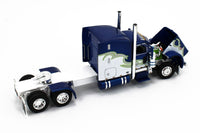 
              DCP 1:64 *BLUE* Peterbilt 389 63" Midroof 53' Spread-Axle Reefer Trailer NIB
            