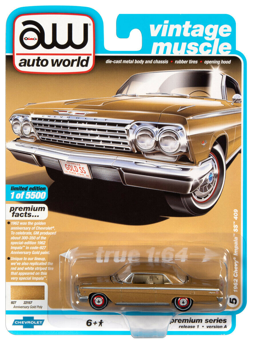 2020 AUTO WORLD 1:64 *PREMIUM 1A* Anni Gold 1962 Chevrolet Impala SS 409 *NIP*