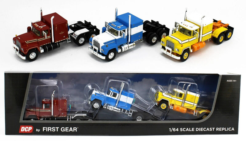 DCP 1:64 *MACK R MODEL* Semi Truck with Flattop Sleeper 3pc TRIO-SET ...