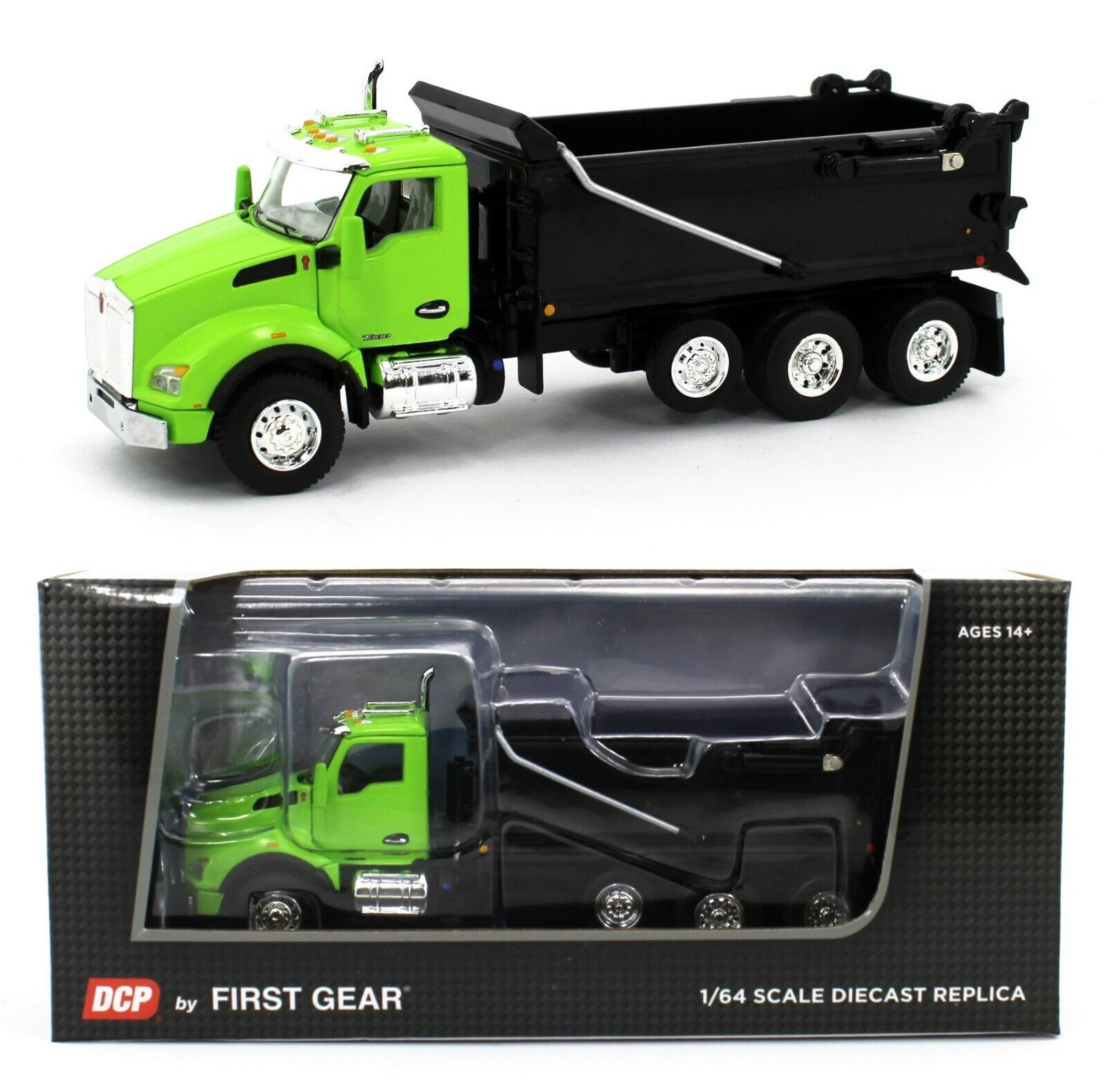 2022 DCP 1:64 *LIME GREEN & BLACK* Kenworth T880 Rogue Dump Truck NIB