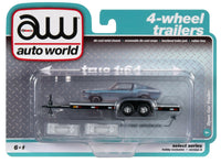 
              1:64 AUTO WORLD *BLACK & SILVER* Tandem Axle Flatbed Car Trailer *NIP*
            