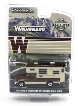 1:64 GreenLight *WINNEBAGO* Chestnut 1982 Chevy Silverado w/Slide-In Camper NIP