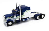 
              DCP 1:64 *BLUE* Peterbilt 389 63" Midroof 53' Spread-Axle Reefer Trailer NIB
            