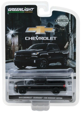 1:64 GreenLight *HOBBY EXCLUSIVE* Black 2018 Chevrolet SILVERADO Z71 MIDNIGHT ED