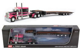 2023 DCP 1:64 *BLACK & PINK* Peterbilt 379 63" Flattop w/TALBERT 5553-TA Trailer