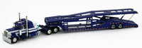 
              2021 DCP 1:64 BLUE & WHITE Peterbilt 389 SEMI w/MILLER AUTO TRANSPORT CAR HAULER
            