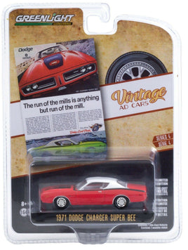 1:64 GreenLight *VINTAGE AD CARS 3* Red 1971 Dodge Charger Super Bee *NIP*