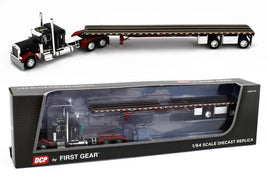 2022 DCP 1:64 *BLACK* Peterbilt 379 36" Flattop w/Wilson Spread-Axle Flatbed NIB