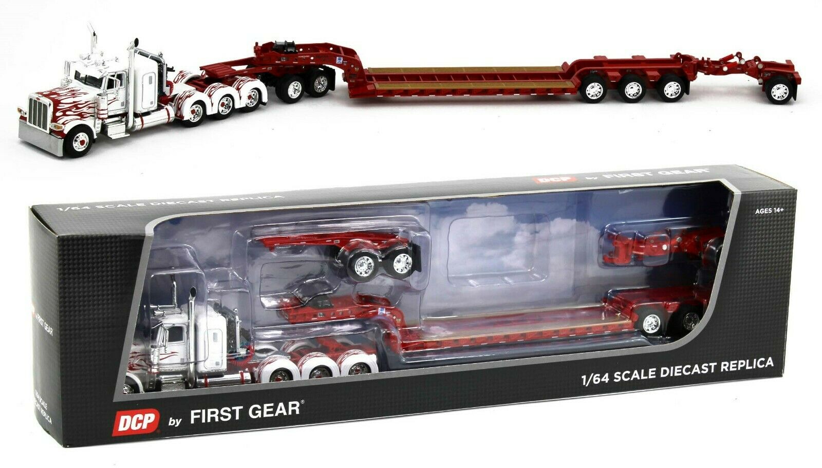 2022 DCP 1:64 *WHITE* Peterbilt 389 Tri-Axle w/Magnitude HEAVY HAUL Lowboy  NIB