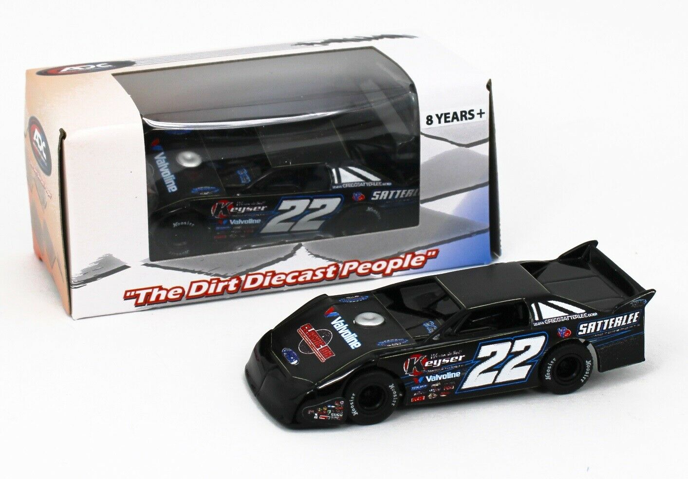 1:64 ADC Dirt Late Model *GREG SATTERLEE* #22 Valvoline 2018 Car