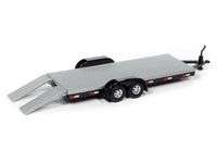 
              1:64 AUTO WORLD *BLACK & SILVER* Tandem Axle Flatbed Car Trailer *NIP*
            