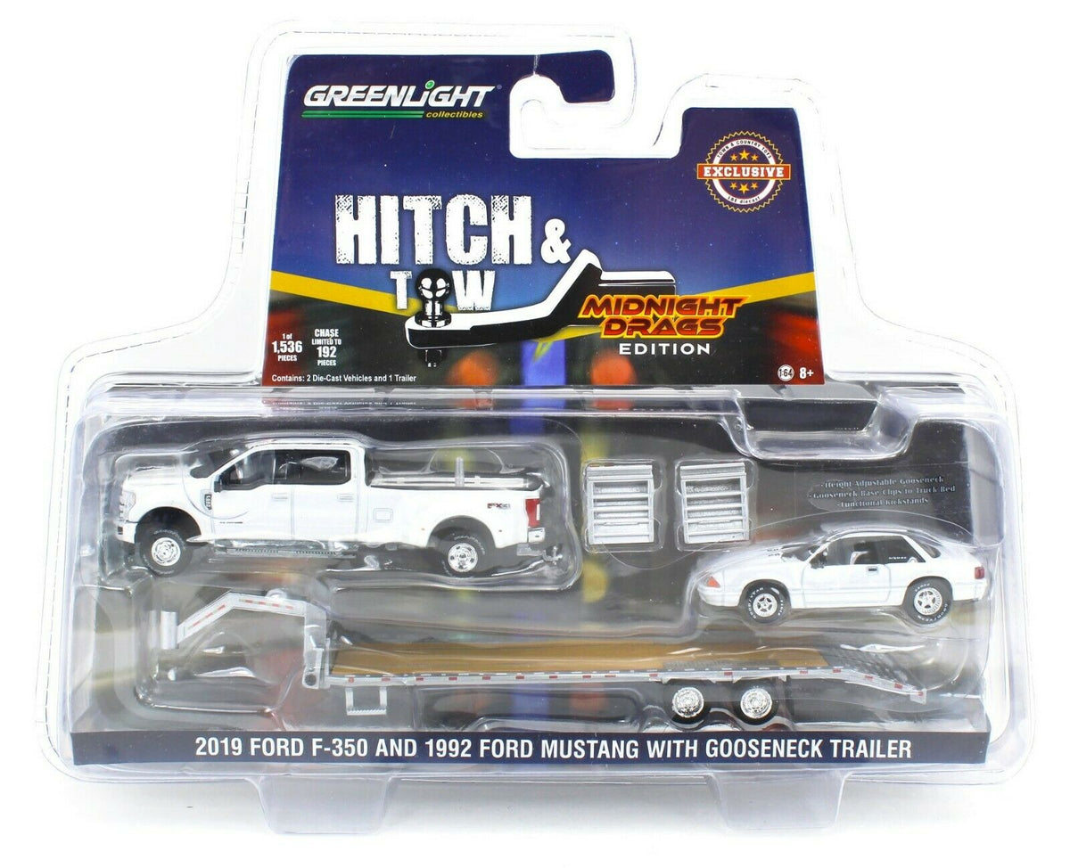 1:64 GreenLight MIDNIGHT DRAGS White Ford F350 Dually Gooseneck & 1992 ...