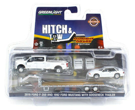 1:64 GreenLight MIDNIGHT DRAGS White Ford F350 Dually Gooseneck & 1992 Mustang