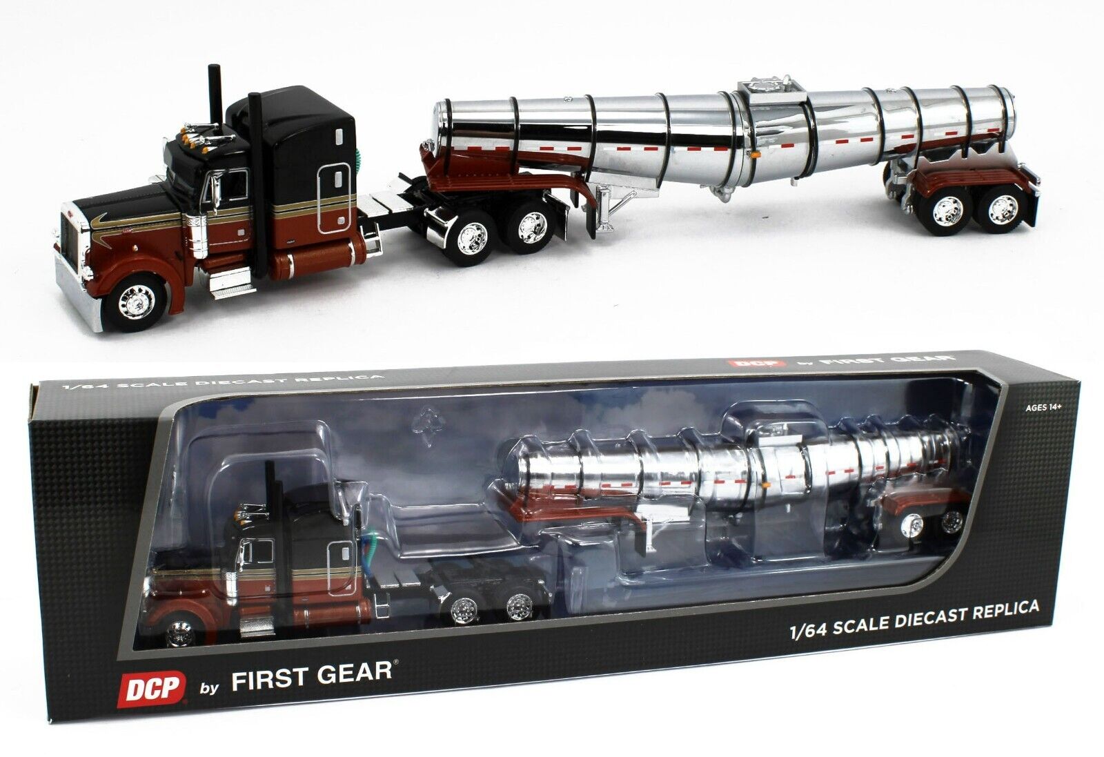 2023 DCP 1:64 *BLACK & ORANG* Peterbilt 379 63