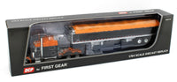 
              2023 DCP 1:64 *BLACK & ORANGE* Peterbilt 379 w/Tri-Axle Wilson Grain Trailer NIB
            