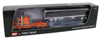 
              2023 DCP 1:64 *ORANGE & BLACK* Peterbilt 389 63" Flattop w/WILSON GRAIN TRAILER
            