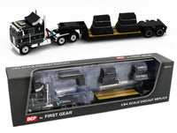 
              2023 DCP 1:64 *BLACK & GREY* Peterbilt 352 COE 110" w/Rogers Lowboy & Load *NIB*
            